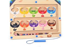Wasarmir Labyrinthe Magnetique des Couleurs et Nombres, Jouets en Bois Montessori pour Compter et Trier, Jeux éducatif pour Les Garçons Filles en Bas âge de 3 4 5 6 7 Ans, Poussin