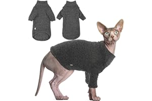 DENTRUN Sphynx Hairless Cats Shirt Pullover Kitten Tshirts mit Ärmeln Atmungsaktive Katzenkleidung Rollkragenpullover Entzückende haarlose Katze Kleidung Weste Pyjama Jumpsuit für alle Jahreszeiten