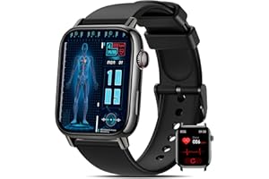 BANLVS Smartwatch Uomo Donna con 𝐆𝐥𝐢𝐜𝐞𝐦𝐢𝐚/HRV/ECG, 1,83" Smart Watch Orologio con Bluetooth Chiamate, 24H SpO2, Cardiofrequenzimetro Sonno 145+ Sport IP68 Notifiche Messaggi Android iOS Nero