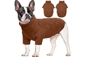 Kuoser Hundepullover, Winter Hundepullover Kleine Hunde,Warm Hundepullover Fleece, Weich Hundepullover Mittelgroßee Hunde,Classic Rollkragen Strickpullover Ingwer Glasiert L
