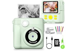 GOFUNLY Kids Camera, 1080P Instant Camera for Kids, 16x Digital Zoom Kids Camera for Girls, 32GB Card, 3 Rolls Print Paper, Birthday Christmas Kids Toys Gifts Selfie Childrens Digital Camera for Kids Age 3-12