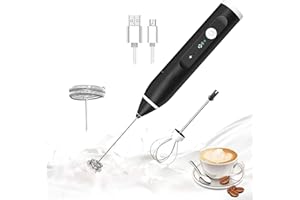 HAS & FAS Milk Frother Handheld, Portable Coffee Maker for Cappuccino/Hot Chocolate/Latte, Hand Blender Mixer, USB Rechargeable 3 Speed Electric Whisk Small Coffee Machine, Mini Milkshake Maker, Matcha Foamer