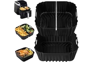 NINIPIE 3 Pezzi Teglie Silicone per Friggitrice ad Aria, Accessori Friggitrice ad Aria Cosori 5,5L/6L, Contenitori per Friggitrice ad Aria Russell Hobbs 8L, Cecotec 6L, Accessori Airfryer in Silicone