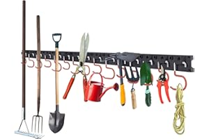 LESOLEIL Sistema de Almacenamiento de Garaje Ajustable - Soporte para Herramientas de Jardín Organizador de 48 pulgadas con 3 rieles 12 ganchos