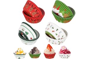 LARFRAECY 200 custodie per cupcake,Dimensioni Standard 5 cm Pirottini per Muffin, Usa E Getta Per Feste Di Natale Custodie,Decorazioni natalizie per cupcake e confezioni per feste,cupcake di Natale