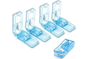 FVIZAL 4 Pcs Pill Cutter, Pill Tablet Cutter for Small or Large Pills, Portable 2-in-1Pill Splitter with Blade and Storage Compartment, Portable Tablet Cutter Pill Box for Pills Tablets