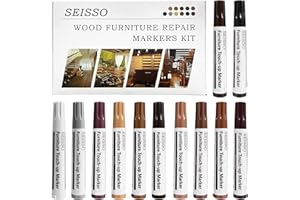 SEISSO Marqueurs Réparation Meubles Bois - Kit 12 Couleurs Pour réparer les rayures sur tables, meubles et surfaces en bois