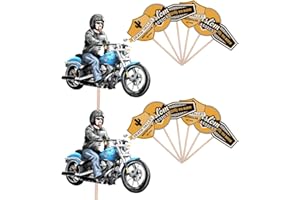 AK GIFTSHOP Lot de 14 pics pour décoration de gâteaux Motif moto Harley Chopper Anniversaire Événement Fête Gâteaux Cupcakes