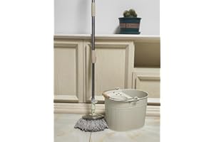 DEVWOO Cubo de metal de acero para fregona de 13 litros, grande, galvanizado, industrial, reforzado, grueso, resistente, para limpieza general de oficina y hogar (blanquecino)