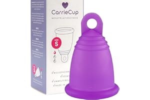 ‎RIIJK CarrieCup Menstruationstasse klein, Made in Germany inkl. Beutel - BPA-frei, Alternative zu Tampons und Binden, silikonfrei, Menstrual Cup Lila