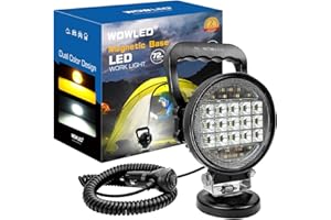 WOWLED Magnetic Light Bar, Bernstein und weißes magnetisches LED-Arbeitslicht 72W Notlicht, tragbare magnetische LED-Lichtleiste für LKW, Zigarettenanzünder Licht für Traktor, Rasenmäher, Camping