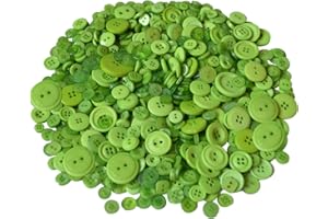 Trimming Shop Round Resin Buttons 2 & 4 Holes Assorted Mixed Colours and Sizes For Sewing Craft, Children’s Handmade Decoration, DIY Project, 100g, Lime Green
