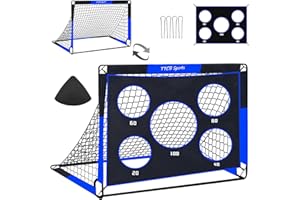 TTCB SPORTS TTCBSPORTS 2 in 1 Football Goal 4x3FT / 5x4FT, 120X90X90cm/150x120x120cm Football Goals for Kids, Soccer Training Net with 5 Target Ranges, Foldable Target Training Equipment for Garden/Backyard