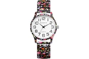 Oidea Women's Easy Reader Watch: Bohemian Print Elastic Strap Watches for Women Retractable Stretch Band Wrist Watch Analog Quartz Casual Business Ladies Wristwatch