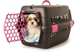 HAPPET Tiertransportbox Teddy S Fuchsia 50x33x33 cm – Robuste, luftdurchlässige Transportbox für Katzen & kleine Hunde, tragbare Travel Crate & Cat Carrier