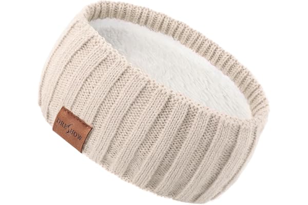 DRESHOW Femmes Chaud Tricoté Bandeau Hiver Oreille Plus Chaud Crochet Tête Enveloppe épais Polaire Doublure Cheveux Bandes