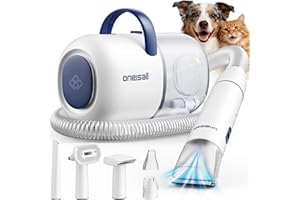 oneisall Dog Grooming Vacuum, 15000Pa Pet Vacuum Kit Shedding 99% Pet Hair, Dog Grooming Clippers with Trimmer Nail Grinder, 59dB Quiet with 6 Tools, 2L Canister for Home Cleaning,Cozy SE 2