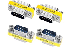 VISSQH 4 Piezas Conector Acoplador Macho a Macho 9 Pines DB9,Adaptador de Serie DB9 Adaptador de Cambiador de Género RS232 para Transferencia de Datos y conexión de Dispositivos