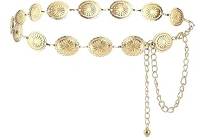 NXPUXP Western Metall Concho Gürtel,Western-Cowgirl-Taillenkette,Verstellbarer Kettengürtel für Damen,Kettengürtel Geeignet für Jeanskleider