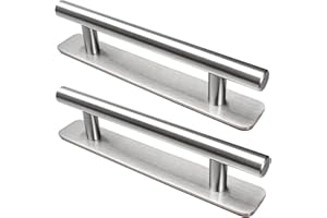 LYCXAMES 2 Stück Selbstklebende Möbelgriffe, Edelstahl Schrankgriffe, Ohne Bohren Griffe, Türgriffe, Schubladengriffe für Küchenschränke, Schiebetüren, Balkontür, Fenster, 148mm, Silber