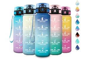KOLLYKOLLA Gourde Sport 500ml, Gourde avec Filtre sans BPA, Bouteille d'eau de Motivation avec Marqueur de Temps, Étanche et Réutilisable, Bouteille Réutilisable pour l'école, Sport, Bureau, Yoga, Camping