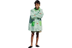 ESCOLAIN Bata Escolar (Fabricada en España) Baby Mandilon Infantil de Cuadros para niño o niña Uso Guardería Colegio Escuela Botón Grande y 2 Bolsillos