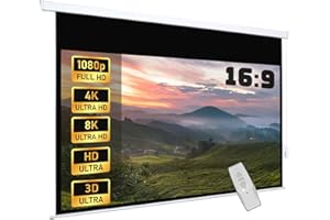Fabulcozy Schermo di Proiezione Motorizzato, Avvolgibile e a Scomparsa da 100 Pollici Formati 16:9 Bianco per Proiettore 253x168cm