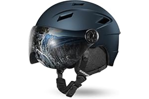 Odoland Casque de Ski avec Visière Détachable, Masque À Neige avec Lunettes de Ski Anti-buée Anti-UV léger Adultes Hommes Femmes Jeunes pour Snowboard, Skating, Surf des neiges
