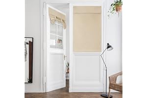 HOMEIDEAS Beige Blackout Door Curtains Privacy French Door Curtains, 26 X 40 Inch Room Darkening Curtains for Patio Door, Thermal Insulated Tie Up Shades Window Curtains for Bedroom, 1 Panel