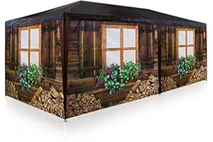Deuba Tente de réception 6x3m Design Chalet Bois alpage 6 parois latérales Amovibles Après-Ski fête de la bière Oktoberfest 18m²