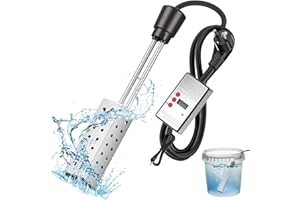 GELLDG Immersion Warmwasserbereiter, 2500W Elektrischer Taucherhitzer mit 304 Edelstahlabdeckung und Thermostat, automatische Absperrung, erwärmt 5 Gallonen Wasser in Minuten