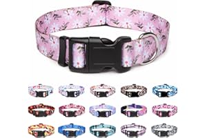 Suredoo Hundehalsband Verstellbares, Weich & Komfort Nylon Hunde Halsband für Kleine Mittlere Große Hunde Welpen Katzen (S, Rosa Weiße Blumen)