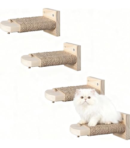 Klimwand katten 4-delige set, kattentrap muur, kattenklimwandset, kattenwandelementen, kattentrap klimwand hout voor katten klimmen spelen loungen