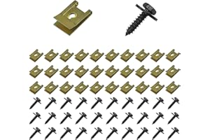 DDHOMIN 60 PCS Car Screw Tabs,U Type Body Panel Screw Clips,Undertray Screws,Auto Body Fender Screws