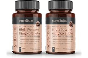 Pureclinica Ginkgo Biloba 30.000 mg x 180 Tabletten (2 Flaschen à 90 Stück) – 6 Monate Vorrat – 5 mal so stark wie Konkurrenzprodukte.