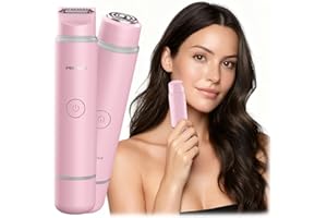 PRITECH Lady Shavers for Women 2 in 1 Facial Hair Remover for Women Rechargeable Dual Head Women Shaver for Bikini Trimmer, Waterproof Public Hair Trimmer for Face,Underarm,Leg,USB-C Smart Light (Pink)