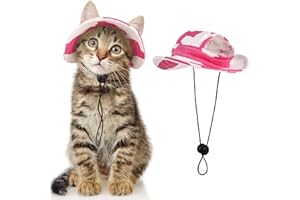 DENTRUN Cat Hats for Cats Only, Cat Cowboy Hats with Ear Holes Tiny Pets Birthday Party Costume, Cat Headwear Mini Cowboy Hat, Funny Sombrero Kitten Hat Chihuahua Beanie Cap Party Decorations