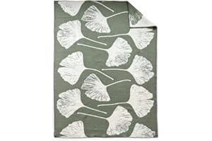 JOWOLLINA Wolldecke Plaid aus Norwegischer Wolle 130x200 cm, Ginkgo Moos Smoke