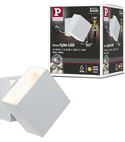 Applique LED Cybo IP65 Carré 80x80mm 2700K 2x3,5W 355lm / 355lm 230V 40-120° Gris Aluminium