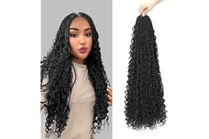 TOOPBIUTI Senegalese Twist Crochet Hair 24 Inch 6 Pack Boho Goddess Island Twist Pre-Looped Crochet Hair with Curly Ends (1B, 18inch-6pc)