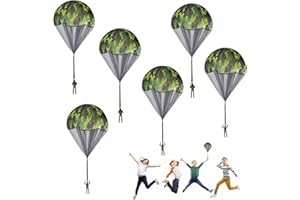 DAJISI 6PCS Parachute Toy, Outdoor Flying Parachute Men Tangle Free Hand Throwing Toys with Small Camo Parachuter Figure No Battery No Assembly Required for Adults Kids As Gifts for Children