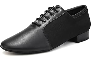 Uonpie Zapatos de Baile Latino Modernos para Hombre con Cordones Tango Salsa práctic de salón Zapatos de Baile Tacón Bajo