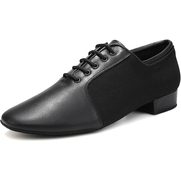 PortDance Scarpe Da Ballo Uomo PD Salsa 001 | Sneaker In Pelle Nera Con Tacco 1,5 Cm | Suola Sintetica E Fodera In Tessuto | Made In Portogallo