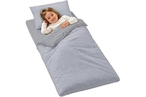 Sovsäck Barn 140x75 cm med Kudde och Blixtlås – Barnsovsäck för Förskola Dagis & Övernattning hos Mormor – Insida Bomull tvättbar i maskin i 30 grader 3-7 år