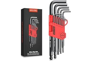 GETLITOOL Zestaw kluczy imbusowych, 13 szt., klucz imbusowy HX z głowicą kulową 1,27 mm-10 mm, stal Cr-V, profesjonalny zestaw kluczy sześciokątnych, mały i kompaktowy, z uchwytem składanym, metryczny