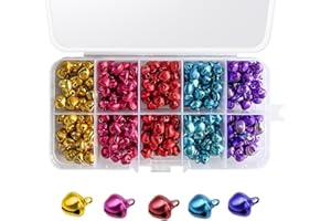 Aruicheng Jingle Bells for 8mm Small Metal Bells Colourful Craft Bell DIY Jingle Bell with Storage Box for Decorations Pet Collars Gift Packaging 300 Pcs