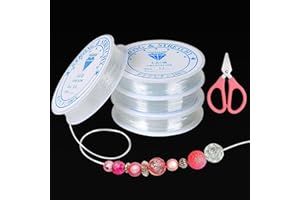 Furuising 4 Rolls 0.6mm Elastic String for Bracelet Making, Invisible String for Jewellery Making, Stretchy Nylon Thread with 1 Pair of Scissors for DIY Friendship Bracelet Making, Hanging Decoration