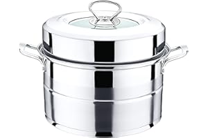 Bo Time Cuiseur à Vapeur/ Couscoussier en Inox à 2 étages Plateaux - Diamètre 26cm