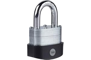 Yale - Y125B/50/129/1 High Security 50mm Laminated Steel Padlock - Open Hardened Steel Shackle - 3 Keys