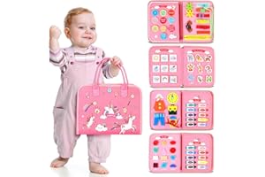 SYHLN Montessori Busy Board Toys for 1 2 3 Year Old Girls, Busy Book for Toddlers Preschool Educational, Baby Plane Car Travel Toys, Birthday Gifts for 1 2 Year Old Girls